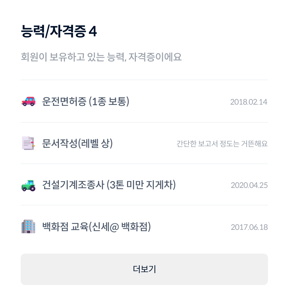 인재검색 능력/자격증